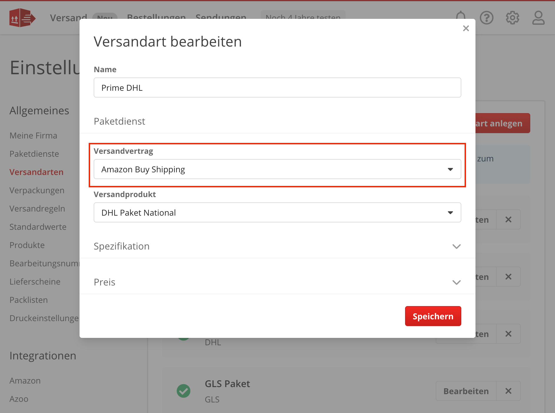 Versandart auf Buy Shipping umm&uuml;nzen
